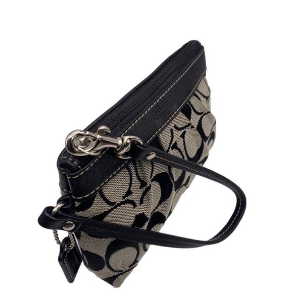 COACH Black and Gray Signature Canvas Wristlet - Picture 4 of 8